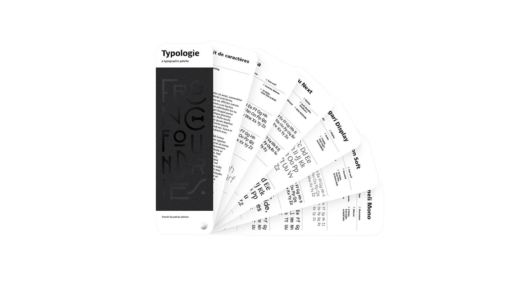 Le nuancier typographique Typologie du studio Recto-Verso, recto et verso
