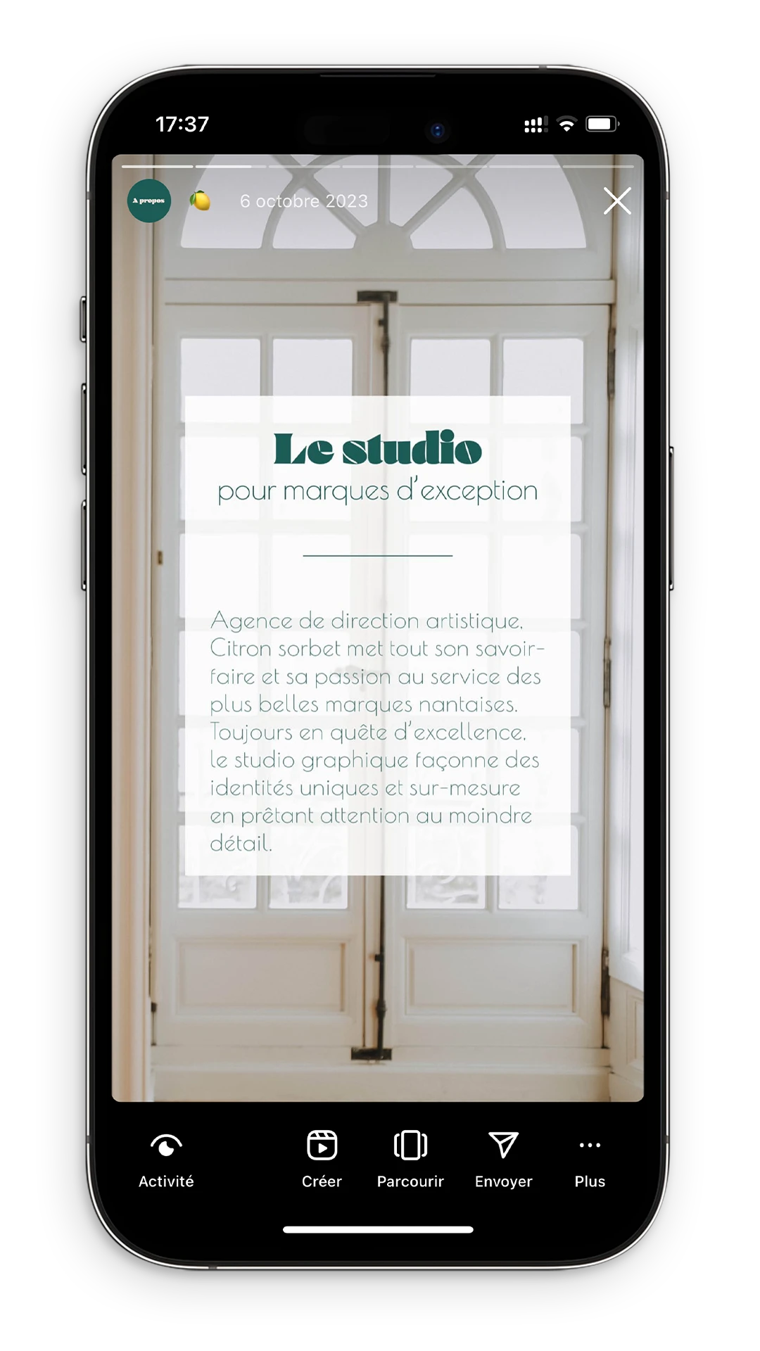 Template de story Instagram du studio Citron Sorbet