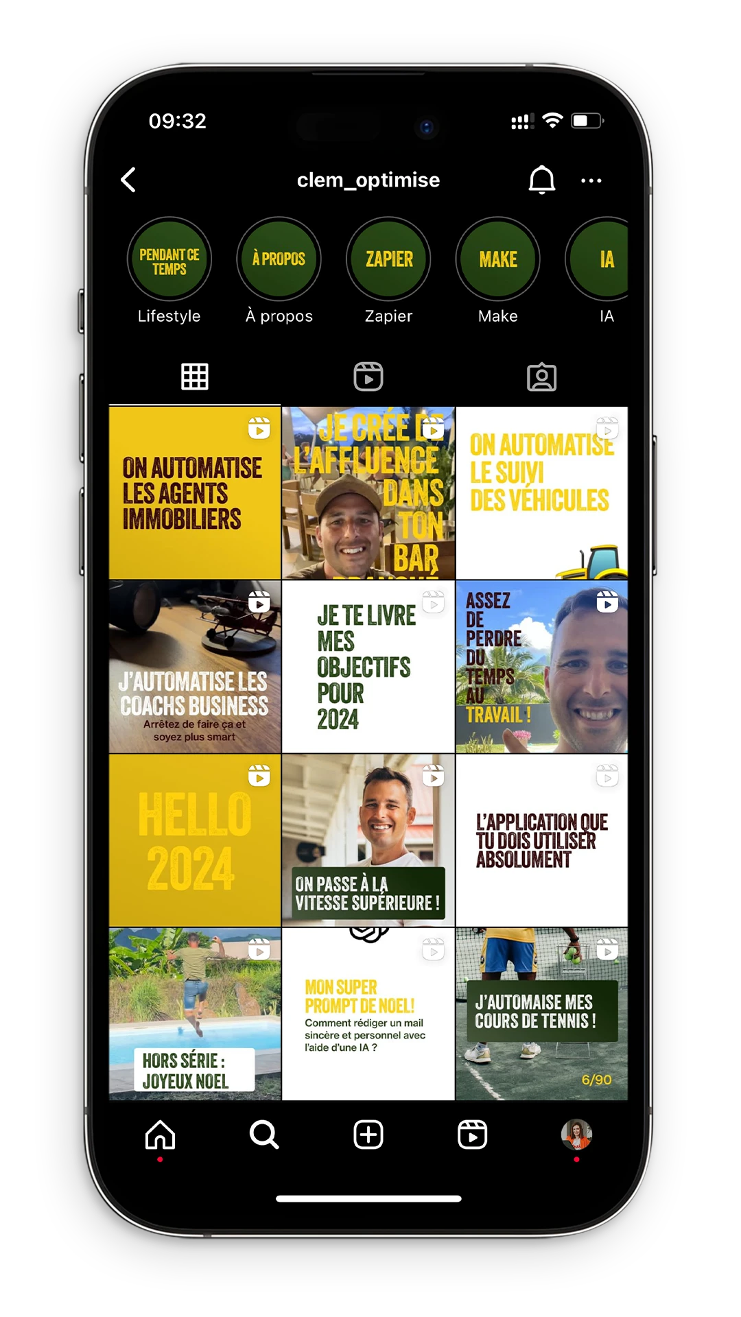 Feed Instagram de Clem Optimise harmonisé grâce à la BrandBox