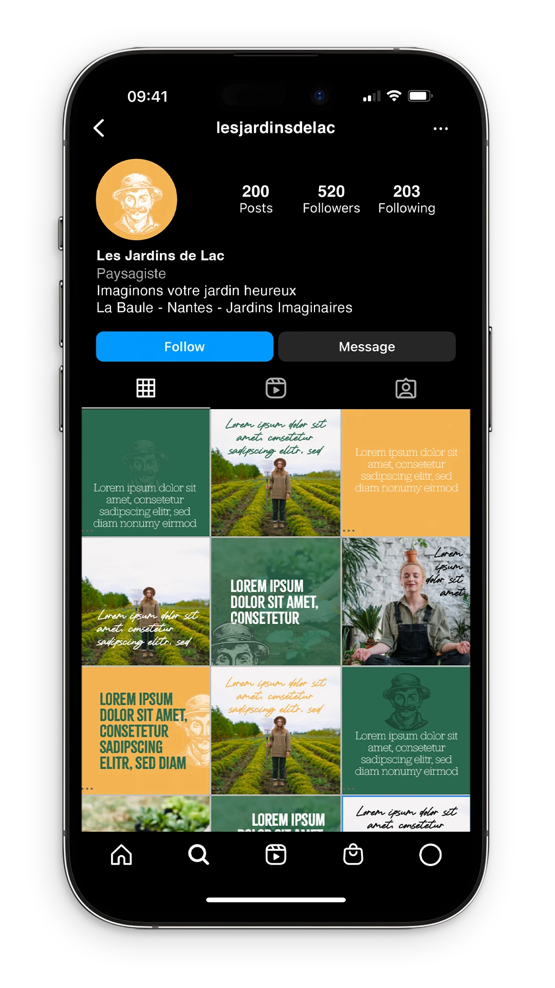 Feed Instagram des Jardins de Lac, paysagiste, conçu avec la BrandBox